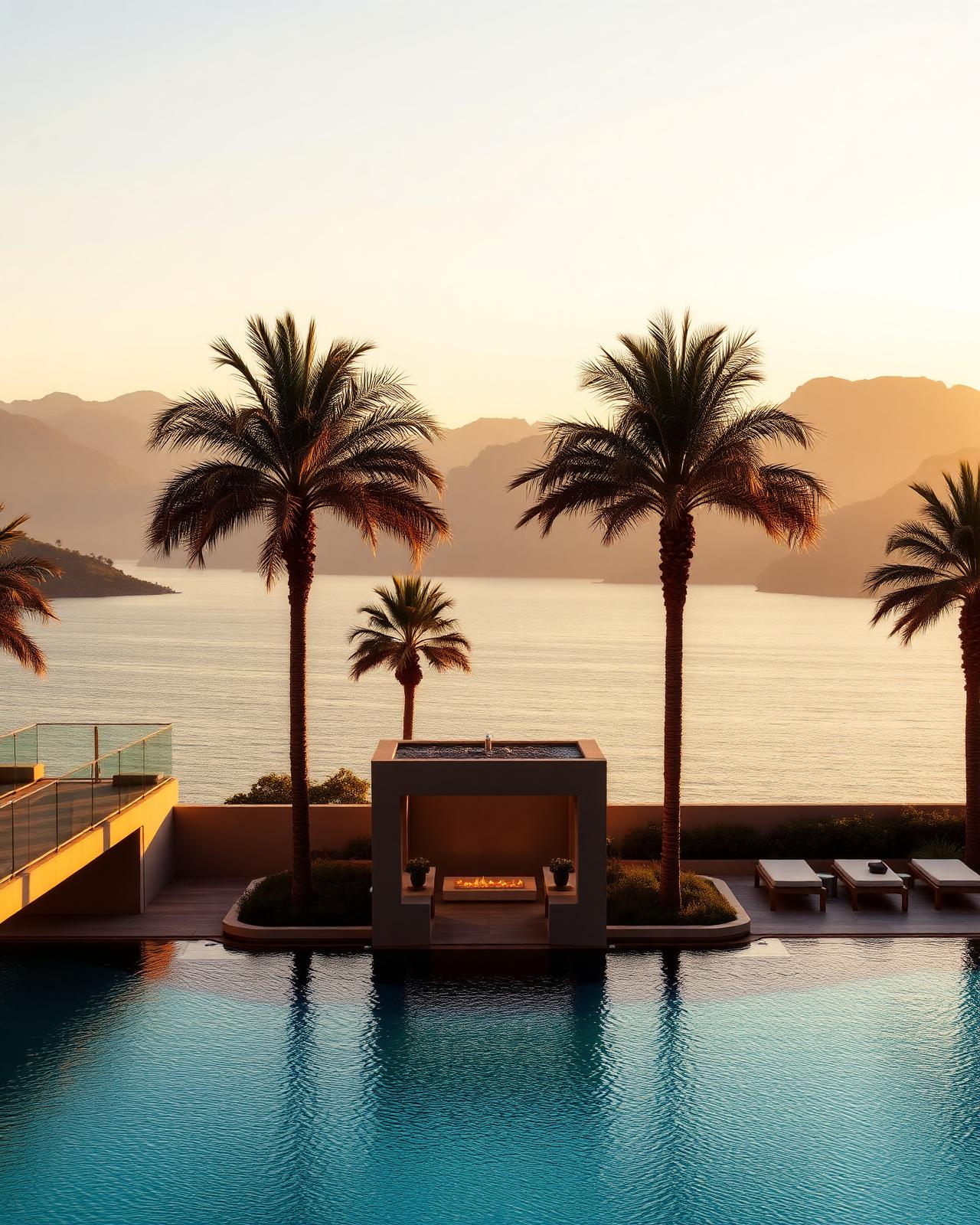 Luxury infinity pool at sunset